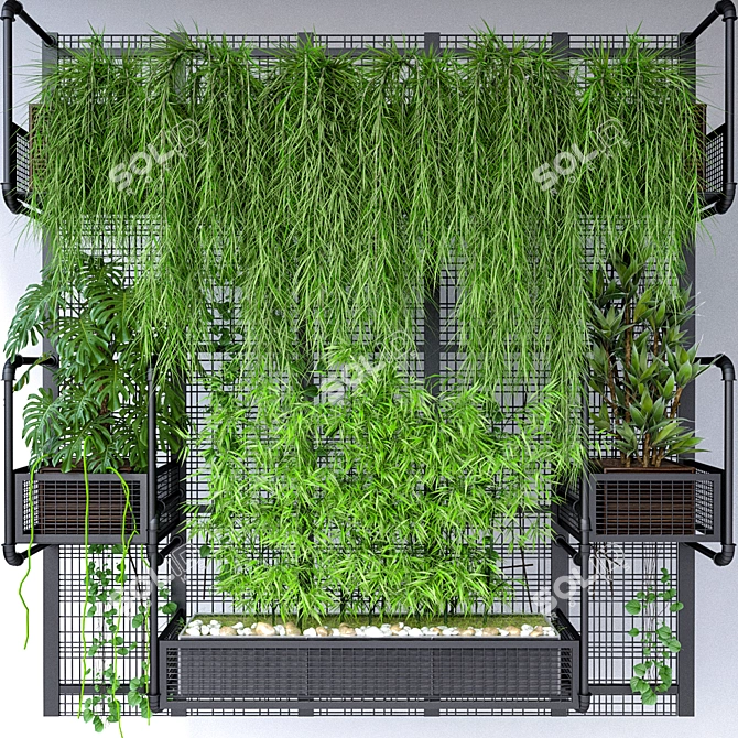 Tropical Wall Grid Pot: Realistic Vertical Garden 3D model image 1