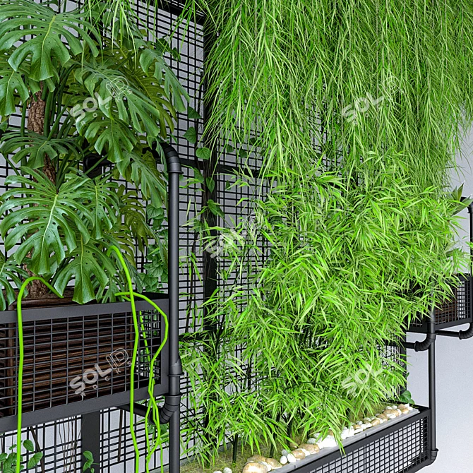 Tropical Wall Grid Pot: Realistic Vertical Garden 3D model image 2