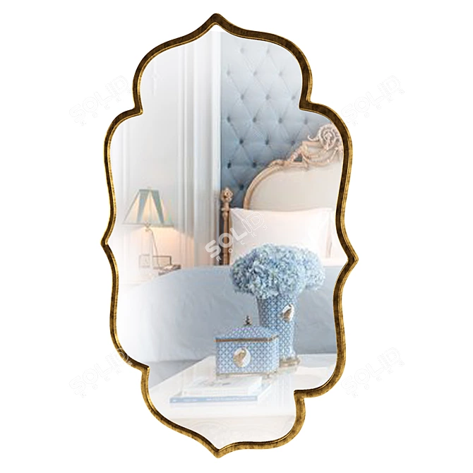 Luxurious Golden Classic Steel Mirror 3D model image 1