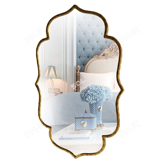 Luxurious Golden Classic Steel Mirror 3D model image 3