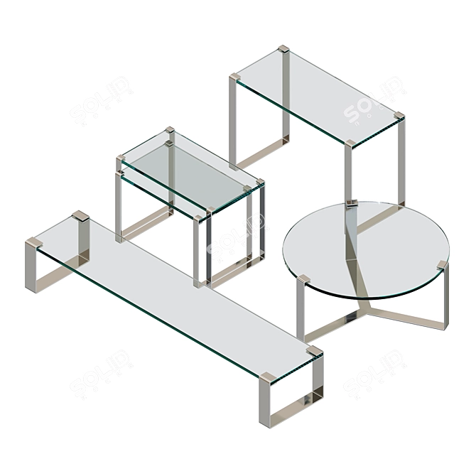 DRAENERT Klassik 1022: Elegant Steel and Glass Tables 3D model image 1