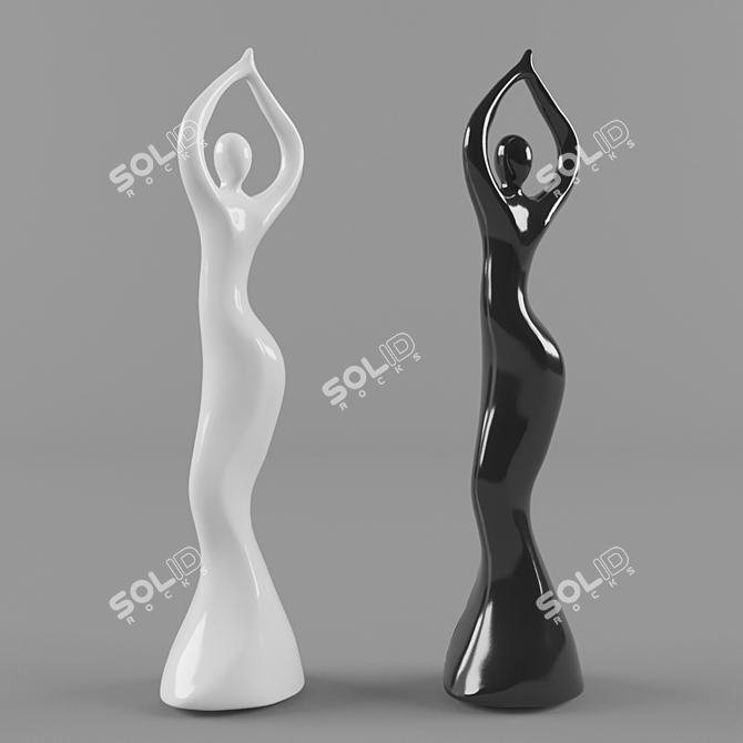 Elegant Ceramic Dancing Woman 3D model image 2