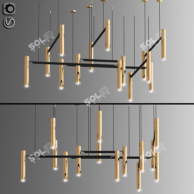 Sleek Tubular Henge Ceiling Lamp 3D model image 1