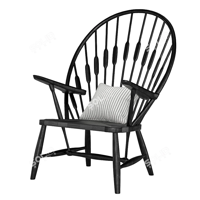 Sleek Black Peacock Lounge Chair 3D model image 1