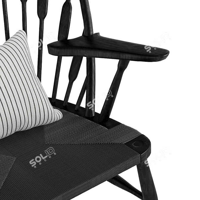 Sleek Black Peacock Lounge Chair 3D model image 2