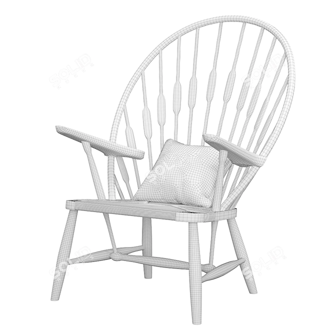 Sleek Black Peacock Lounge Chair 3D model image 3