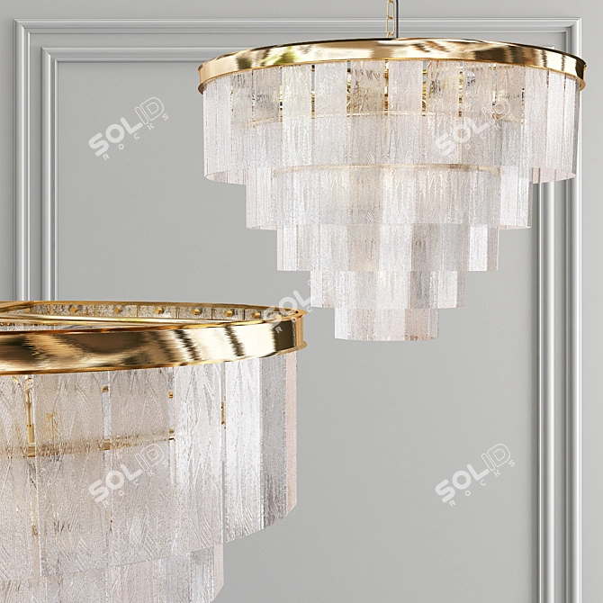 Modern Glass Plate Chandelier 3D model image 1