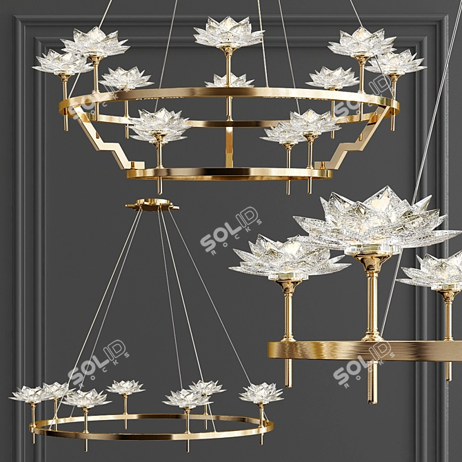 Luminous Petals: Designer Crystal Chandelier 3D model image 1