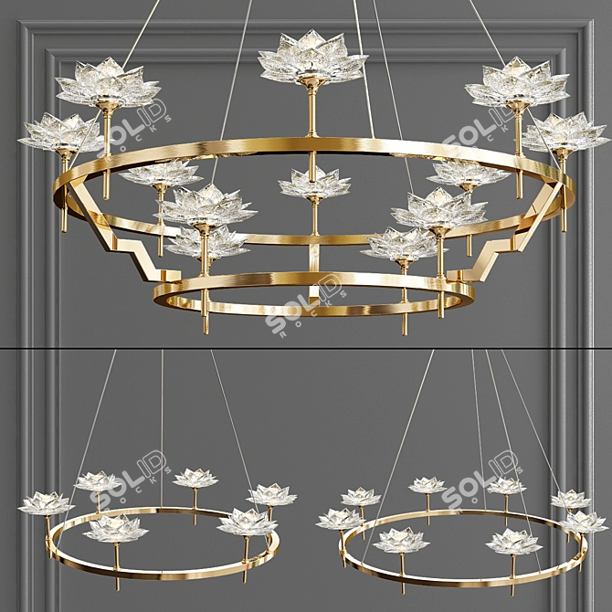 Luminous Petals: Designer Crystal Chandelier 3D model image 2