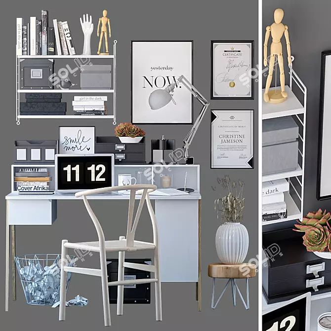 Scandi Style Desk Set 3D model image 1