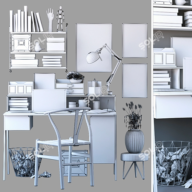 Scandi Style Desk Set 3D model image 5