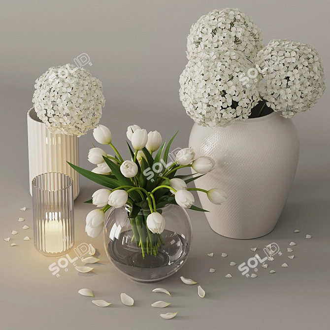 Blooming Beauty: Tulip and Hydrangea Decor Set 3D model image 2