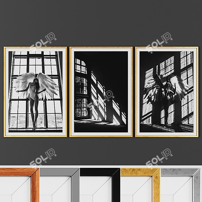 Elegant 3-Picture Frame Set 3D model image 1