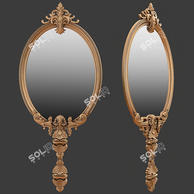 Elegant Regal Mirror with a French Twist 3D model image 1