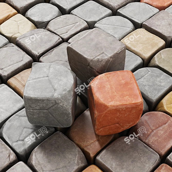 Granite Cube Stones for Decoration 3D model image 4