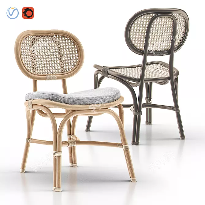 Rattan Marte Bistro Chair - Stylish and Sustainable 3D model image 1