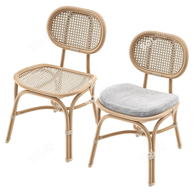 Rattan Marte Bistro Chair - Stylish and Sustainable 3D model image 2