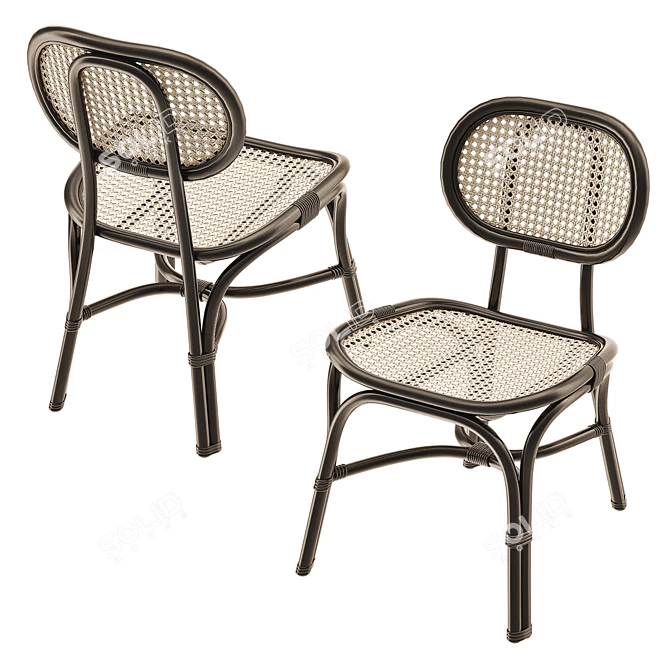 Rattan Marte Bistro Chair - Stylish and Sustainable 3D model image 3