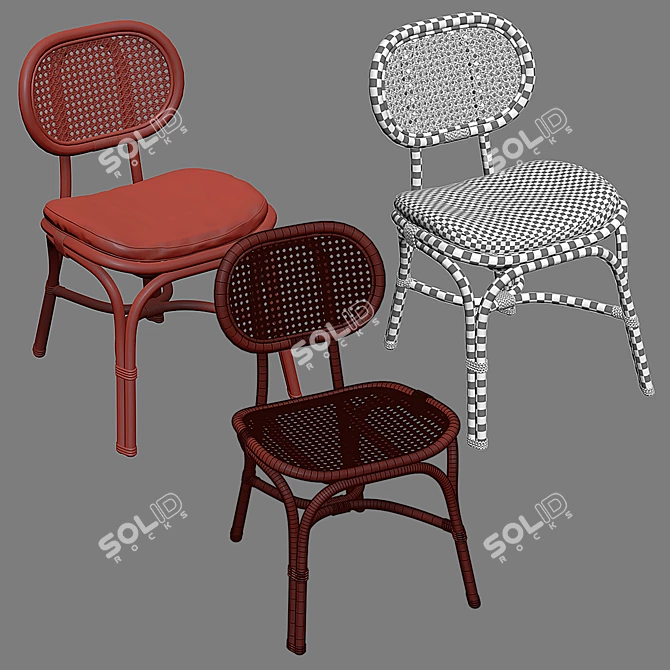 Rattan Marte Bistro Chair - Stylish and Sustainable 3D model image 4