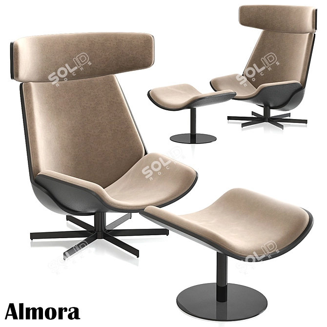 Elegant Leather Armchair by Doshi-Levien 3D model image 1