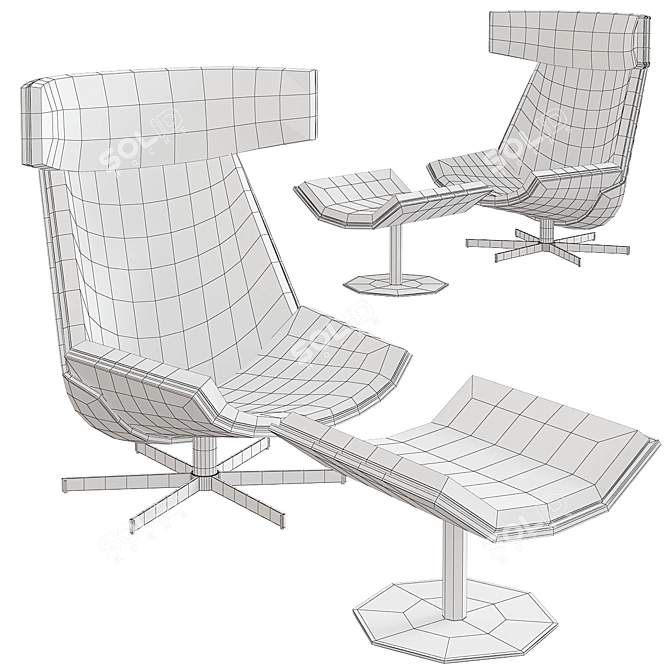 Elegant Leather Armchair by Doshi-Levien 3D model image 2