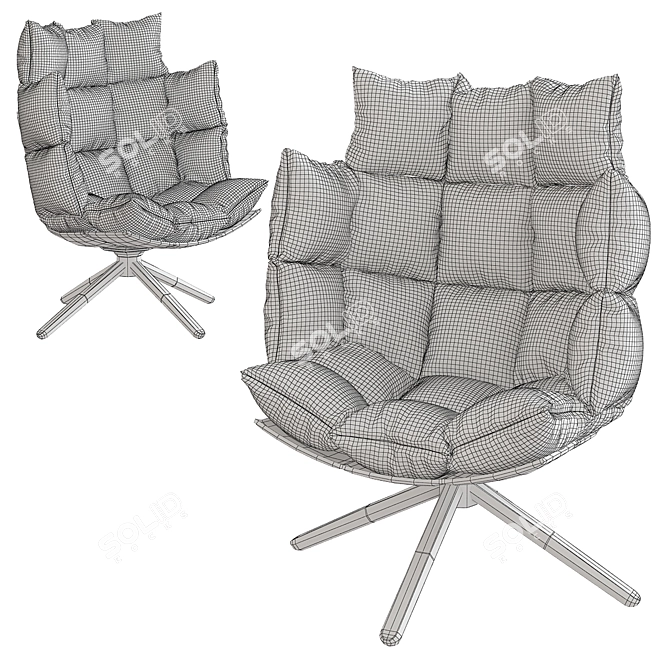 Outdoor Comfort: Husk Armchair in URQUIOLA Fabric 3D model image 2