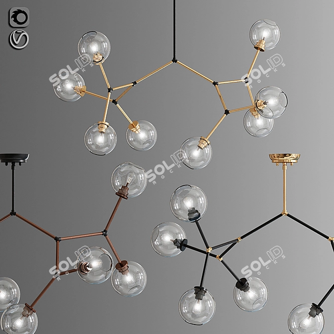 Elegant 8-Light Sputnik Chandelier 3D model image 1