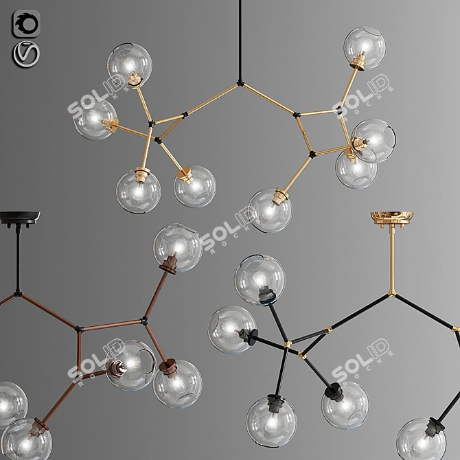 Elegant 8-Light Sputnik Chandelier 3D model image 3