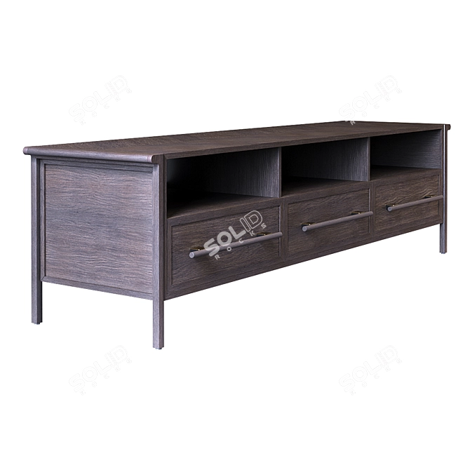 Contempo 3-Drawer Media Console in Graphite Oak 3D model image 2