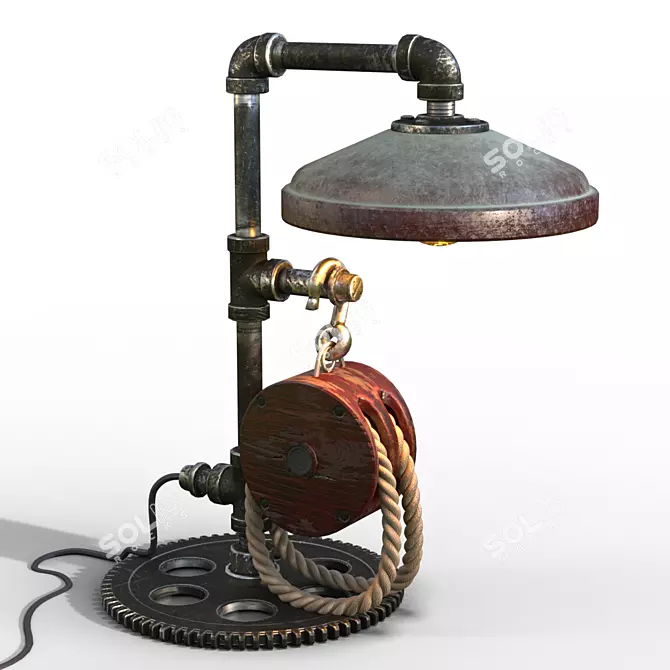 Industrial Steel Loft Lamp 3D model image 1