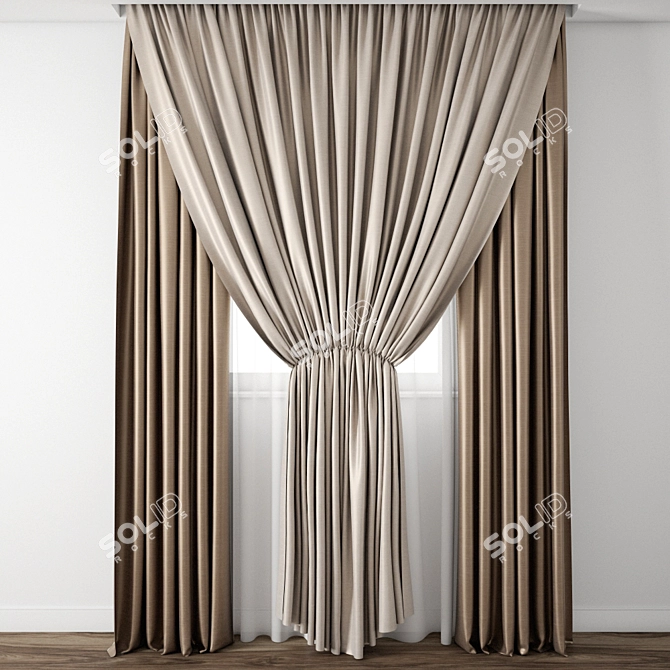 Detailed Curtain Model: 3ds Max & Obj Files 3D model image 1