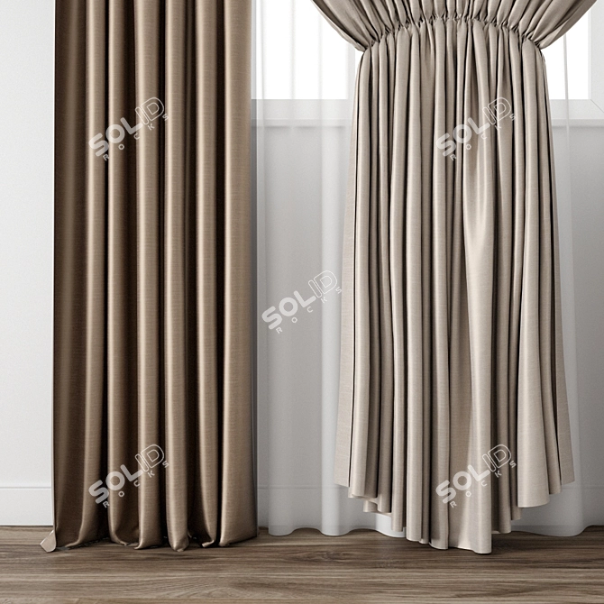 Detailed Curtain Model: 3ds Max & Obj Files 3D model image 2