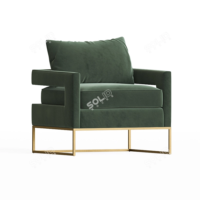 Elegant Navy Velvet Bevin Chair 3D model image 2