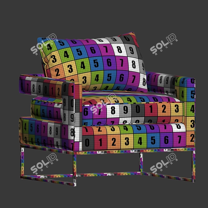 Elegant Navy Velvet Bevin Chair 3D model image 4