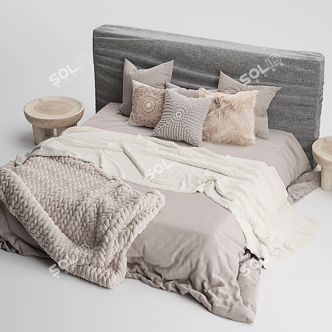 Zulu Charcoal Upholstered Bed 3D model image 4