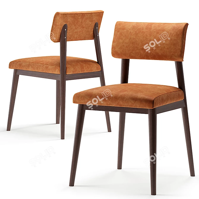 Sleek Leather Copenhagen Chair 3D model image 3