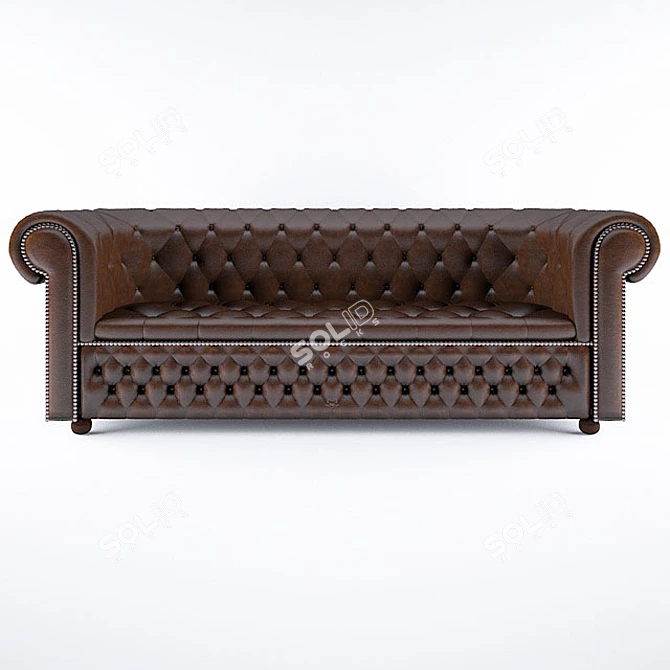 Stylish Chester Three-Seater Sofa 3D model image 2
