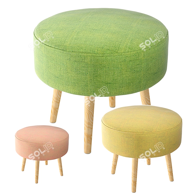 Round Heidi Pouf 3D model image 1