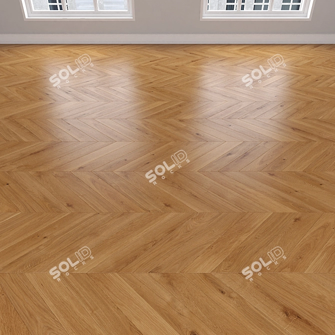 Caramel Oak Parquet: Herringbone, Linear, Chevron 3D model image 4