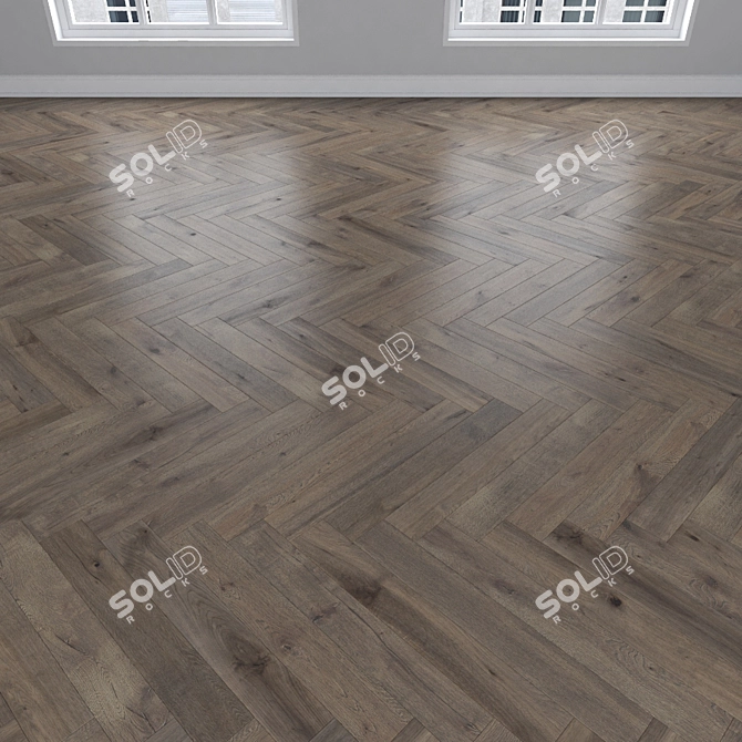 Smoky Oak Parquet: Herringbone, Linear, Chevron 3D model image 3