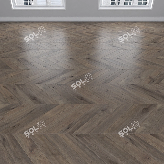 Smoky Oak Parquet: Herringbone, Linear, Chevron 3D model image 4