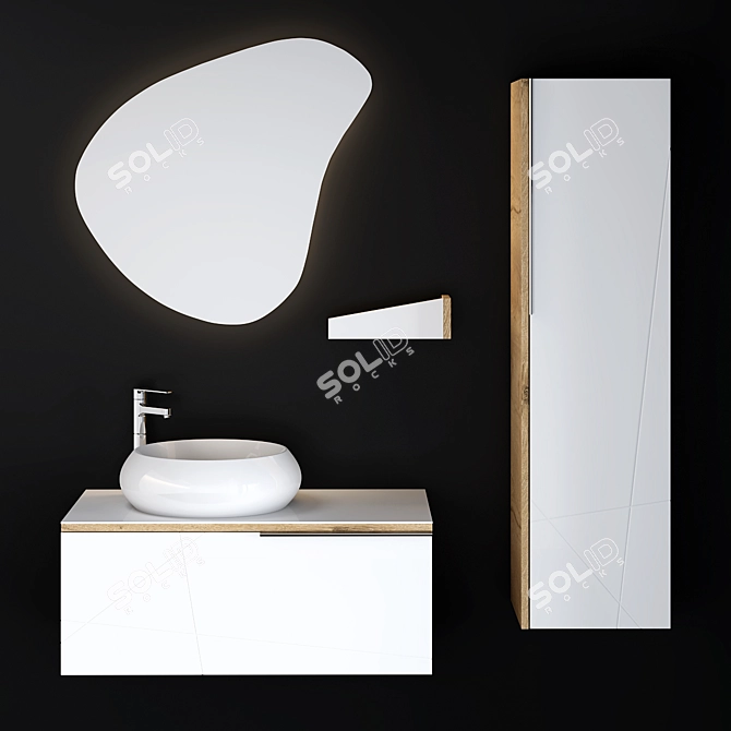 Sleek Bathroom Cabinet Set 3D model image 3