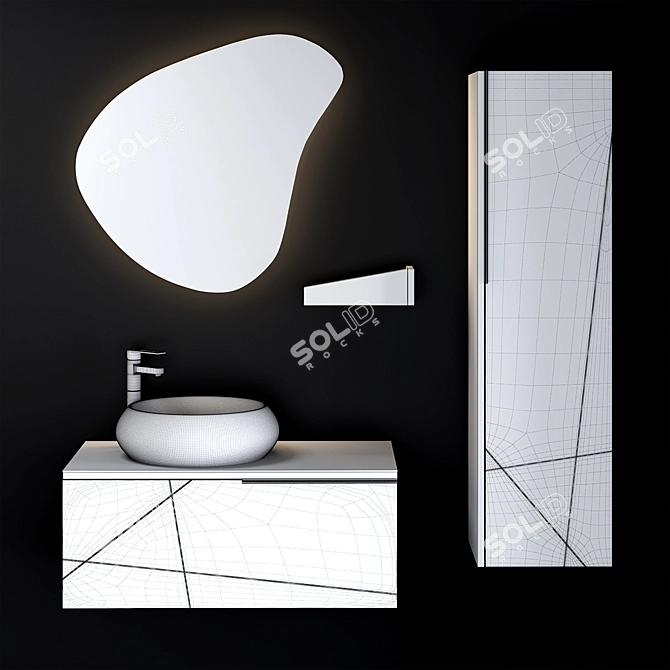 Sleek Bathroom Cabinet Set 3D model image 4