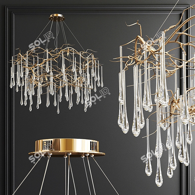 Elegant Double Tear Chandelier 3D model image 2