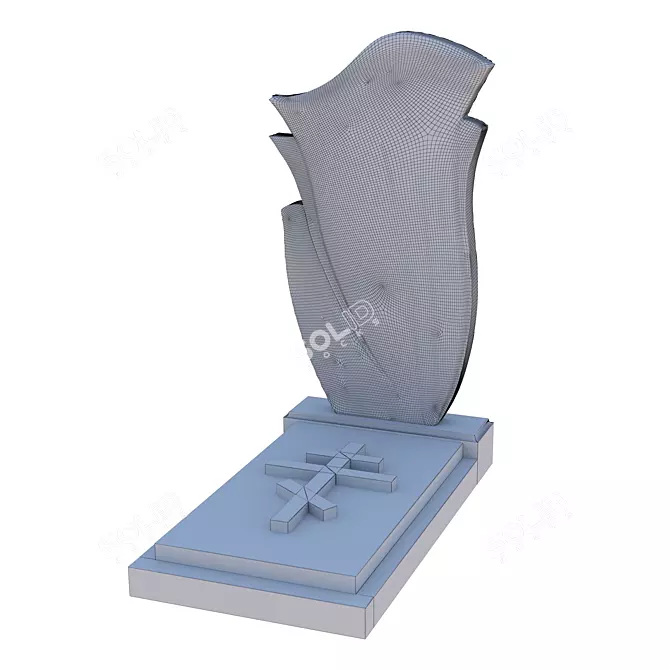 Stone Cross Gravestone 3D model image 7