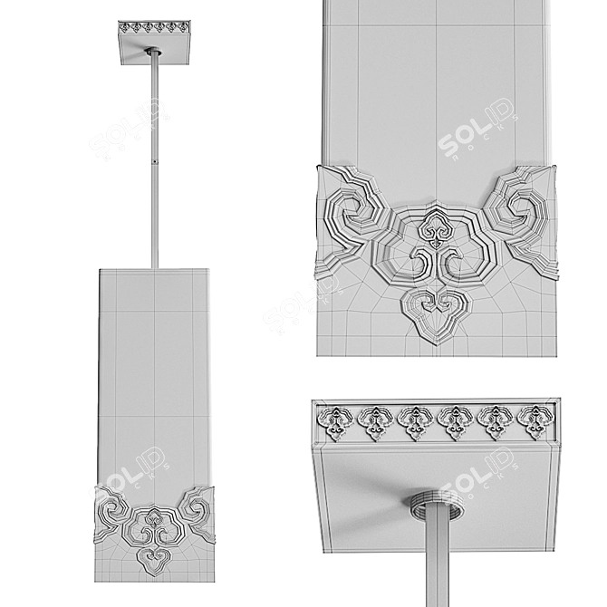 Elegant Iris Pendant Chandelier 3D model image 5