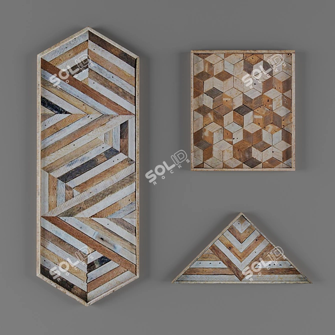 Scandi Rustic Wood Wall Art 3D model image 1