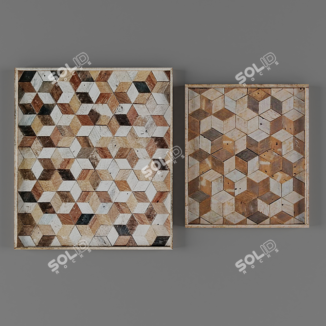 Scandi Rustic Wood Wall Art 3D model image 4