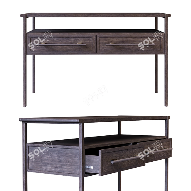 Contempo 2-Drawer Console in Graphite Oak 3D model image 1