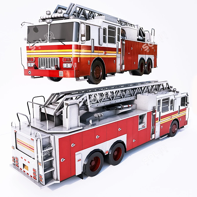 PolyFire: High-Quality 3D Fire Truck 3D model image 2